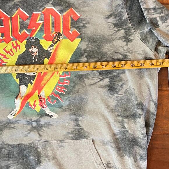 ACDC Hoodie Adult 2XL Tie Gray Dye High Voltage Rock Music Band Angus Young - Picture 4 of 6